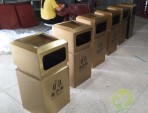 戶外電鍍土豪金方形不銹鋼果皮箱