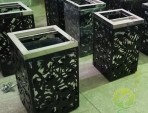 室內鏤空方形鋼制環衛垃圾桶
