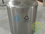 室內(nèi)商用帶蓋兩連體不銹鋼分類垃圾桶