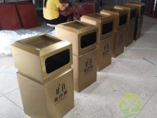戶外電鍍土豪金方形不銹鋼果皮箱