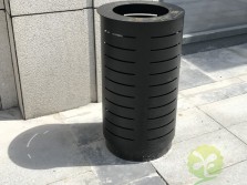 室外廣場圓柱形鋼制垃圾桶