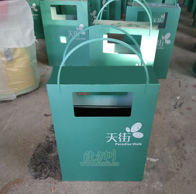 深圳天街購物街區定制手提袋鋼制垃圾桶