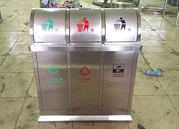 機場推蓋三分類不銹鋼垃圾桶主圖