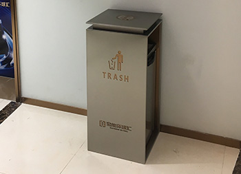 商場電梯口方形不銹鋼垃圾桶主圖