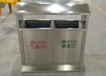 戶外社區雙分類不銹鋼垃圾箱主圖