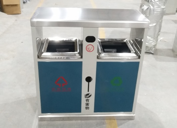 戶外小區雙分類鋼制垃圾箱主圖