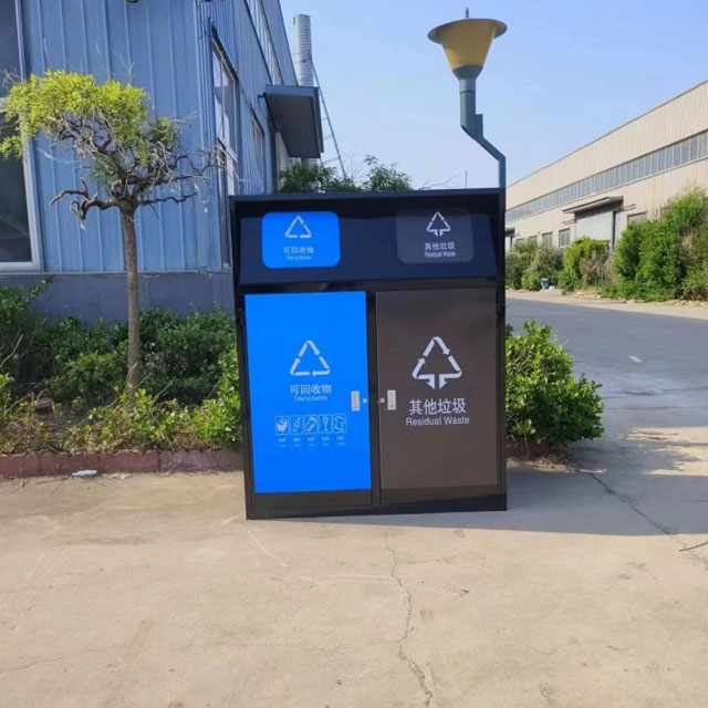 戶(hù)外密閉式帶蓋240升不銹鋼分類(lèi)垃圾桶主圖