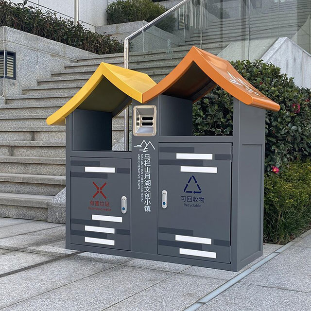 環衛屋形噴粉不銹鋼分類垃圾桶主圖