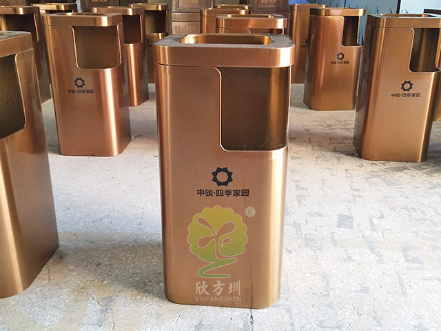 物業室內電鍍方形不銹鋼垃圾桶
