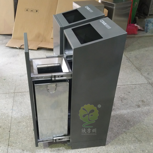 滑軌室內高檔方形不銹鋼果皮箱