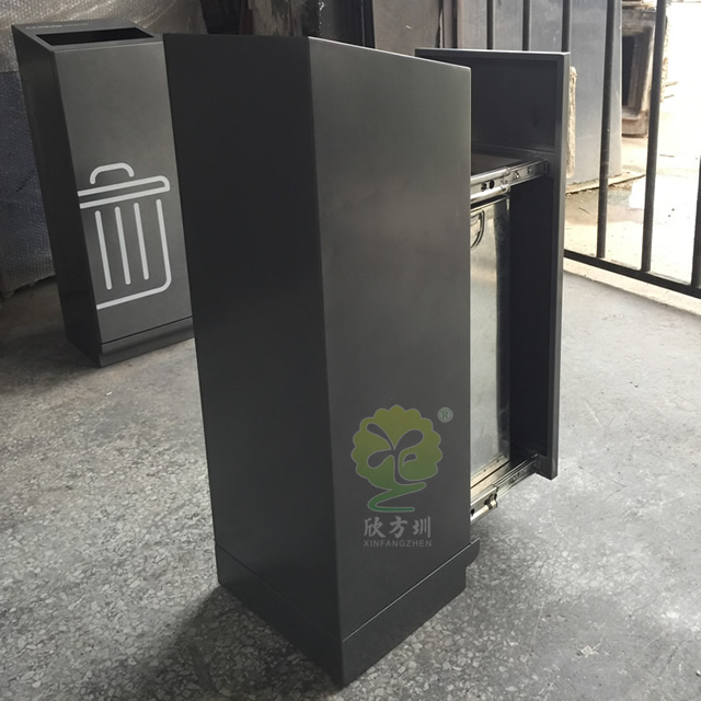 滑軌室內高檔方形不銹鋼果皮箱