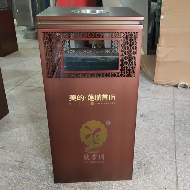 高檔物業室內方形不銹鋼垃圾桶