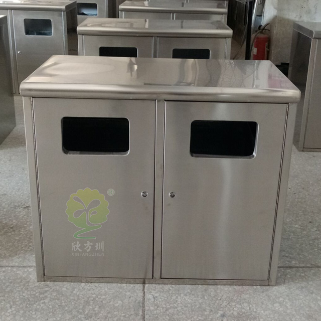 物業小區雙桶不銹鋼垃圾箱