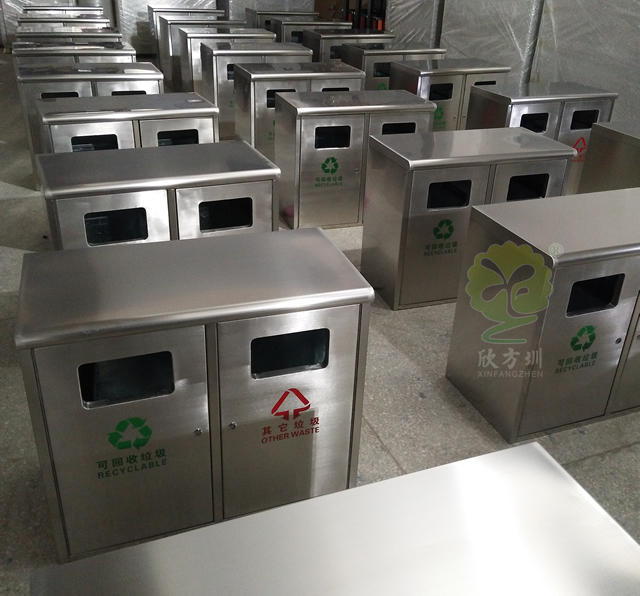 物業小區雙桶不銹鋼垃圾箱