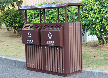 公園創(chuàng)意兩分類(lèi)鋼木垃圾桶主圖