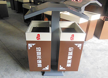 小區(qū)仿屋形分類鋼制垃圾箱主圖